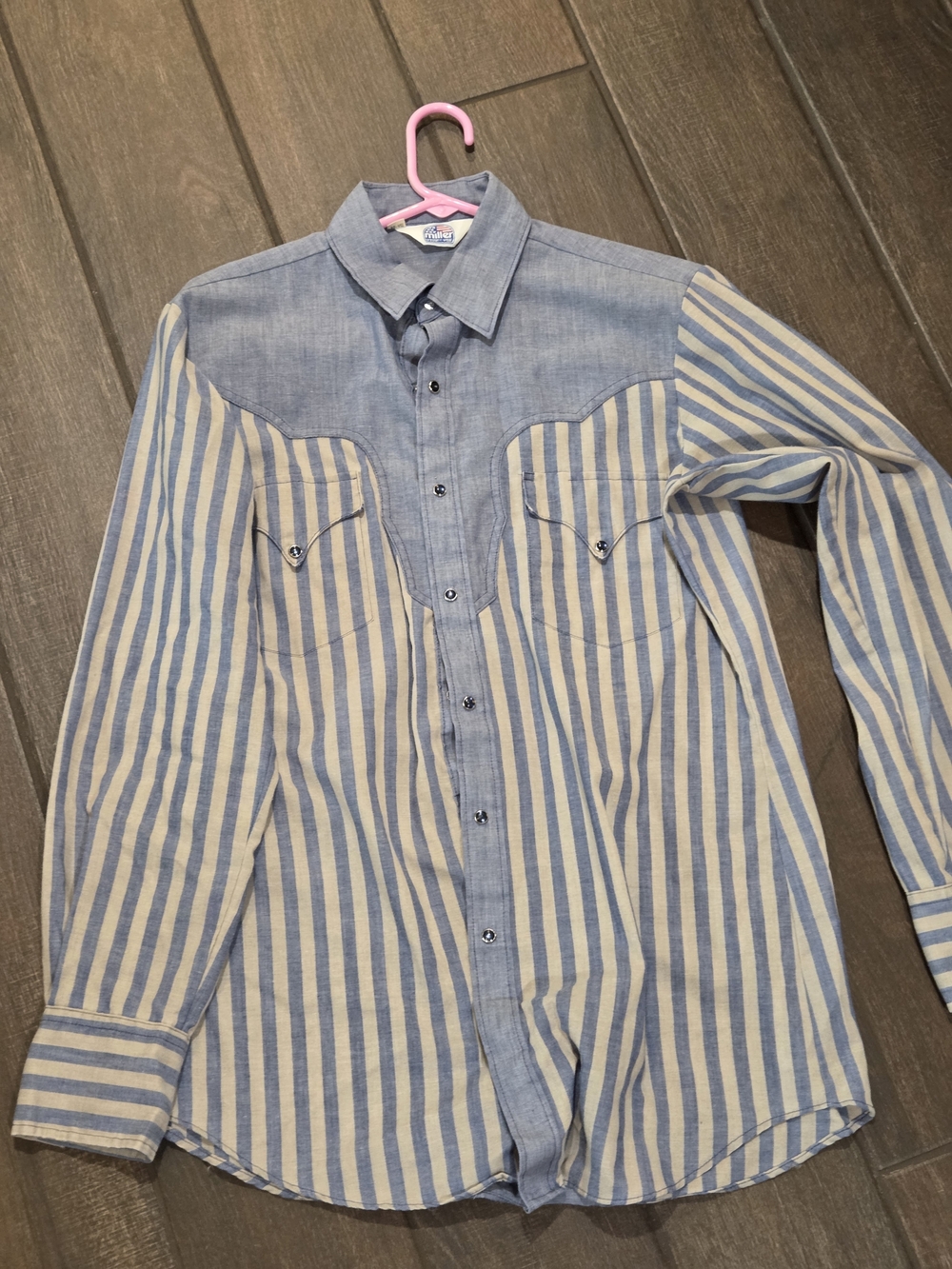 Vintage Striped Pearl Snap Mens Western Shirt